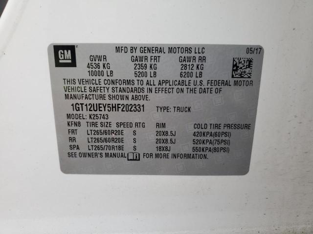 2017 GMC SIERRA K25 - 1GT12UEY5HF202331