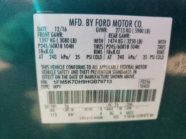 2017 FORD EXPLORER X - 1FM5K7DH9HGB79713