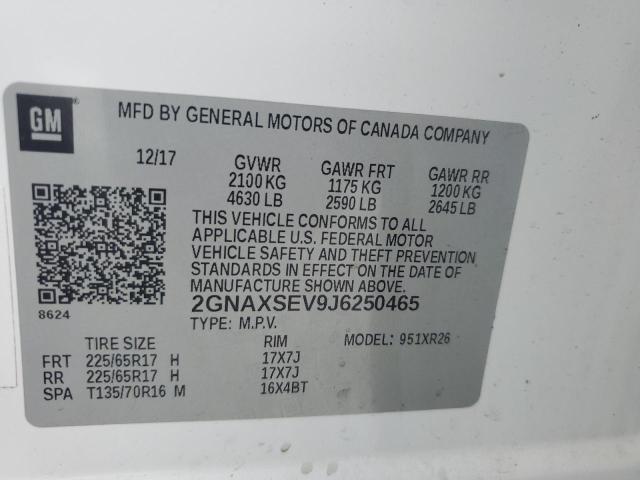 2018 CHEVROLET EQUINOX LT 2GNAXSEV9J6250465  65973534