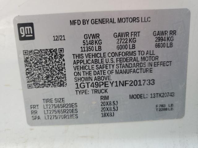 2022 GMC SIERRA K25 - 1GT49PEY1NF201733