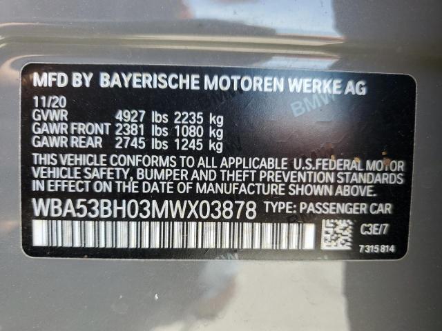 VIN WBA53BH03MWX03878 2021 BMW 5 Series, 530 I no.12