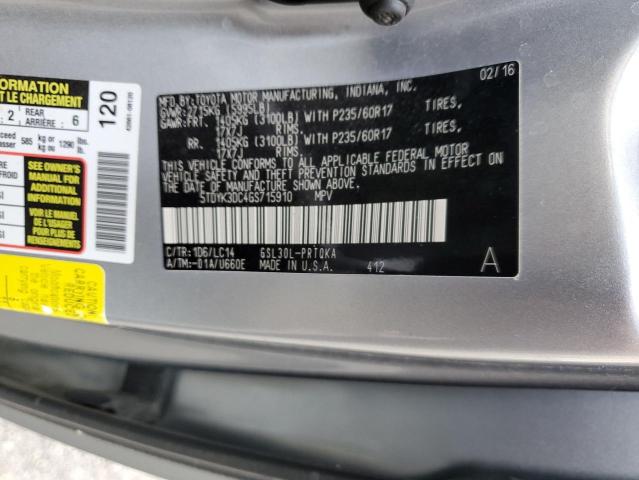 2016 TOYOTA SIENNA XLE - 5TDYK3DC4GS715910