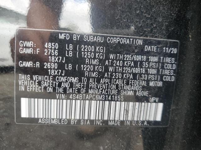2021 SUBARU OUTBACK TO - 4S4BTAPC6M3141855