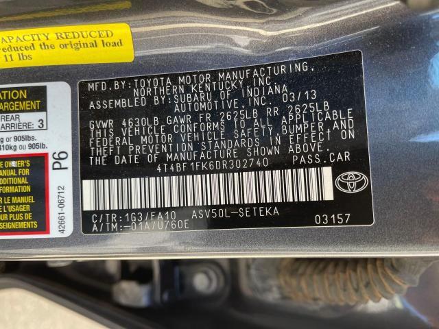 VIN 4T4BF1FK6DR302740 2013 Toyota Camry, L no.10