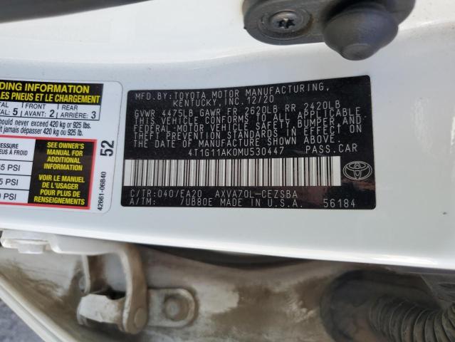 VIN 4T1G11AK0MU530447 2021 Toyota Camry, SE no.12