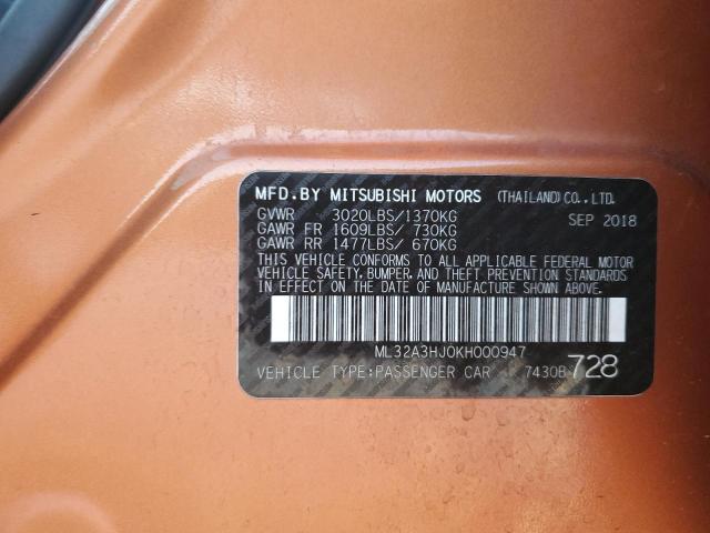 2019 MITSUBISHI MIRAGE ES - ML32A3HJ0KH000947