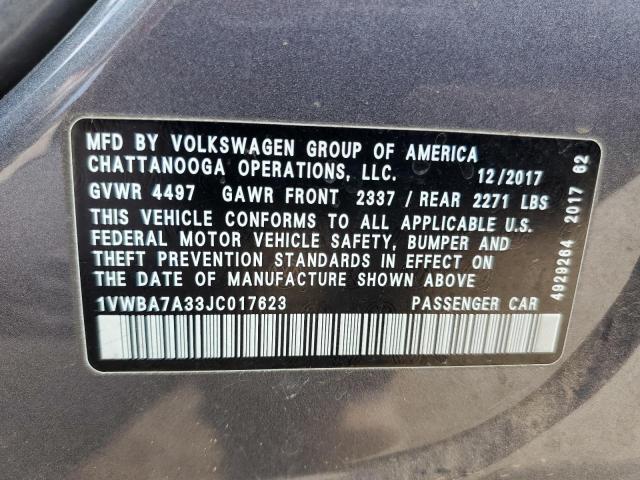 2018 VOLKSWAGEN PASSAT SE - 1VWBA7A33JC017623