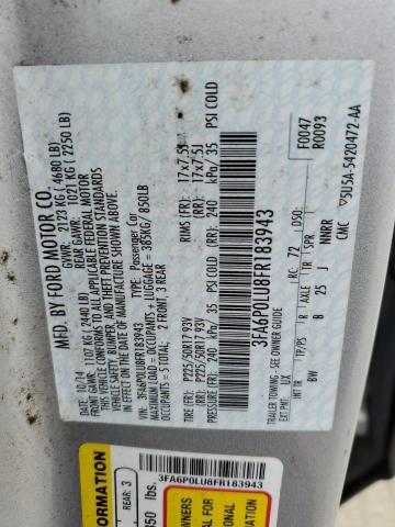 VIN 3FA6P0LU8FR183943 2015 Ford Fusion, Se Hybrid no.13