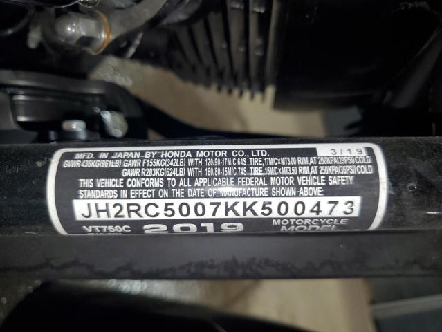2019 HONDA VT750 C JH2RC5007KK500473