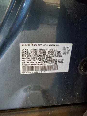 2017 HONDA PILOT EXL - 5FNYF6H55HB047851