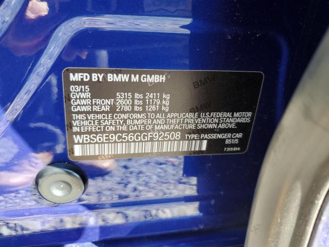 2016 BMW M6 GRAN CO WBS6E9C56GGF92508