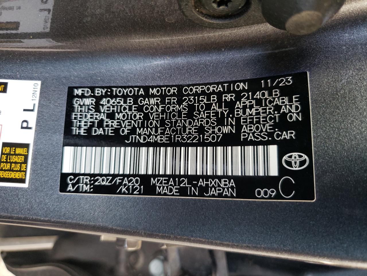 Lot #2936092174 2024 TOYOTA COROLLA SE