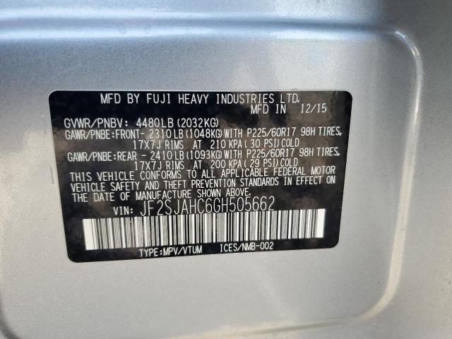 2016 SUBARU FORESTER 2 - JF2SJAHC6GH505662