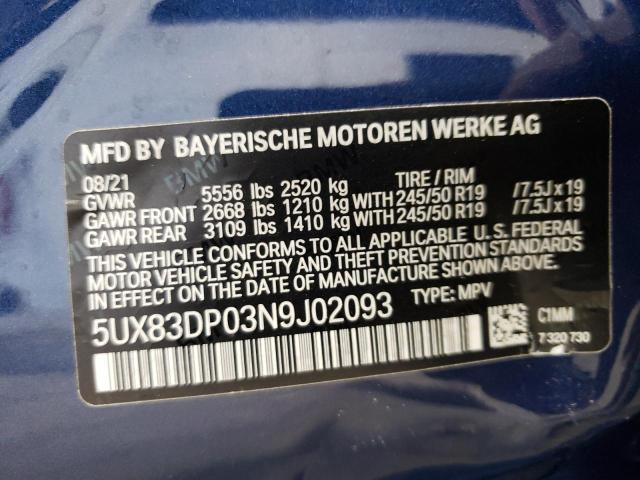 2022 BMW X3 M40I 5UX83DP03N9J02093  67839414