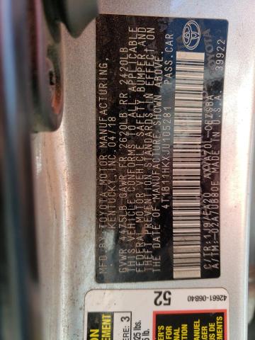 2018 TOYOTA CAMRY L - 4T1B11HKXJU105281