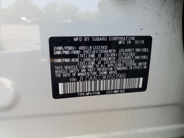 2019 SUBARU FORESTER JF2SKACC9KH503966