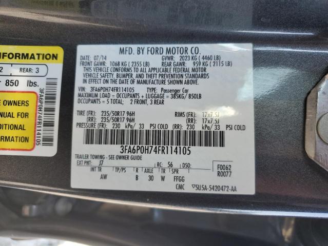 VIN 3FA6P0H74FR114105 2015 Ford Fusion, SE no.12