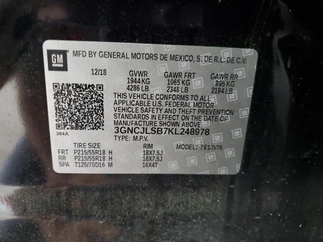 2019 CHEVROLET TRAX 1LT - 3GNCJLSB7KL248978