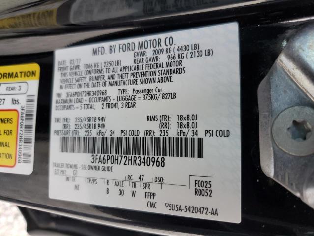 2017 FORD FUSION SE - 3FA6P0H72HR340968