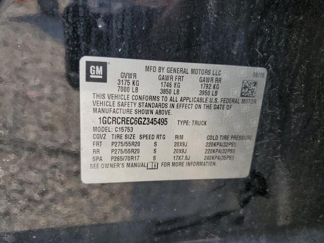 2016 CHEVROLET SILVERADO - 1GCRCREC6GZ345495