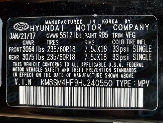 2017 HYUNDAI SANTA FE S - KM8SM4HF9HU240550