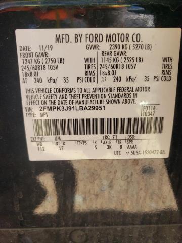 2020 FORD EDGE SEL - 2FMPK3J91LBA29951
