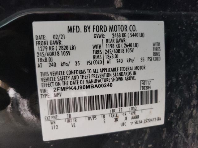2021 FORD EDGE SEL - 2FMPK4J90MBA00240