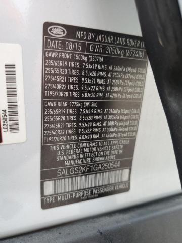 2016 LAND ROVER RANGE ROVE - SALGS2KF1GA250544