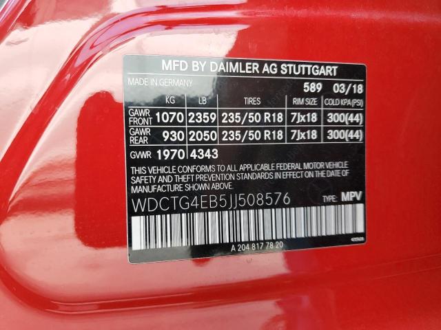 VIN WDCTG4EB5JJ508576 2018 Mercedes-Benz GLA-Class,... no.13