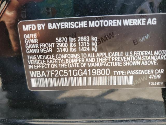 VIN WBA7F2C51GG419800 2016 BMW 7 Series, 750 XI no.12