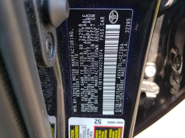 VIN 4T1B11HK5KU276974 2019 Toyota Camry, L no.13