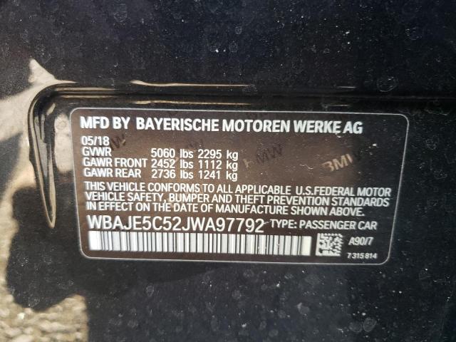 VIN WBAJE5C52JWA97792 2018 BMW 5 Series, 540 I no.13