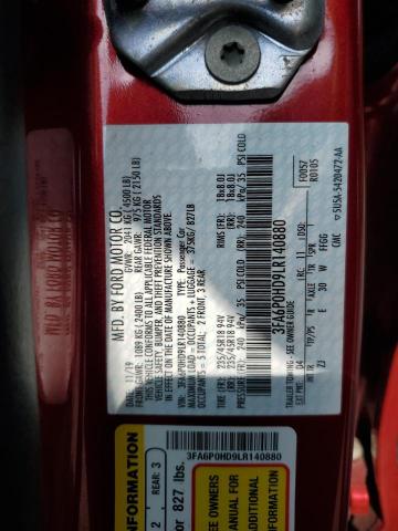 VIN 3FA6P0HD9LR140880 2020 Ford Fusion, SE no.12