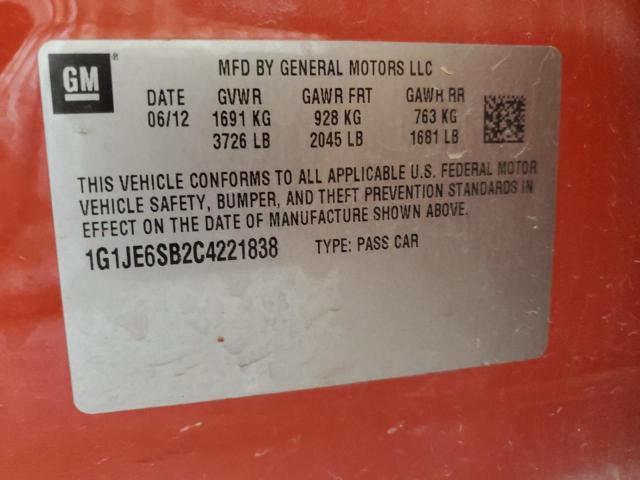 2012 CHEVROLET SONIC LTZ 1G1JE6SB2C4221838  68542734