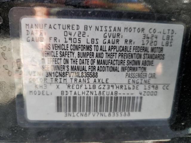 VIN 3N1CN8FV7NL835588 2022 Nissan Versa, SR no.12