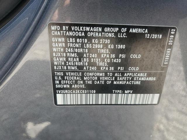 2019 VOLKSWAGEN ATLAS SE 1V2UR2CA2KC531109  67062084