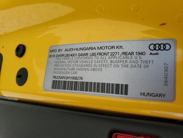 2017 AUDI TT TRUC5AFV2H1008278