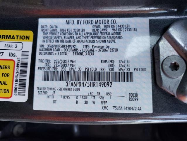 2017 FORD FUSION SE - 3FA6P0H75HR149092