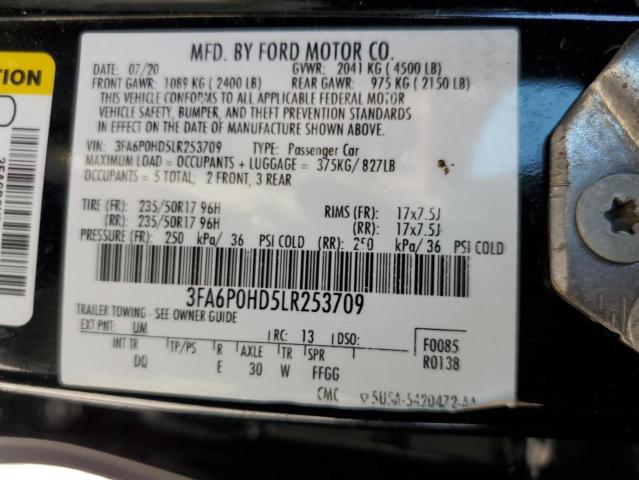 VIN 3FA6P0HD5LR253709 2020 Ford Fusion, SE no.12