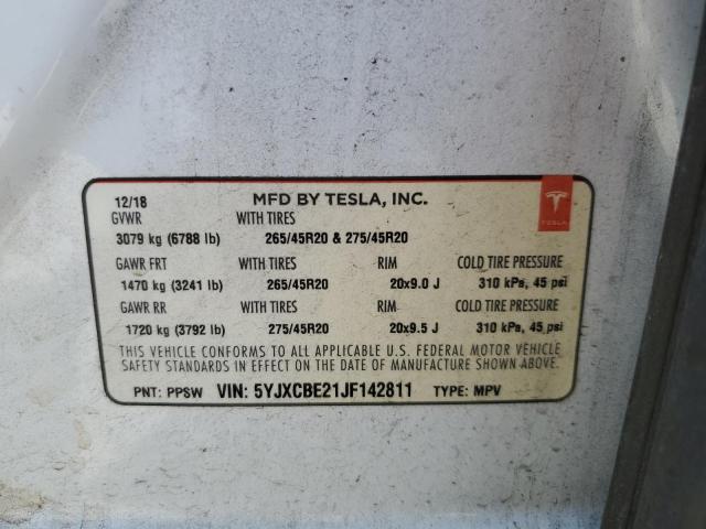 VIN 5YJXCBE21JF142811 2018 TESLA MODEL X no.14