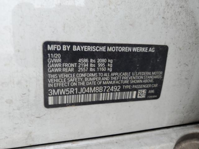 VIN 3MW5R1J04M8B72492 2021 BMW 3 Series, 330I no.12