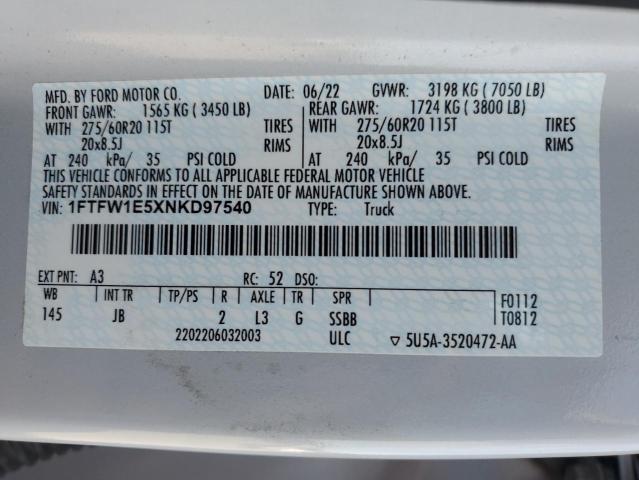2022 FORD F150 SUPER - 1FTFW1E5XNKD97540