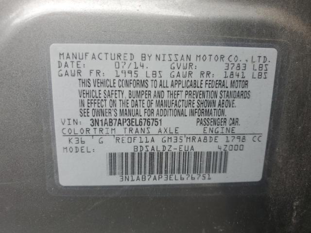 VIN 3N1AB7AP3EL676751 2014 Nissan Sentra, S no.12