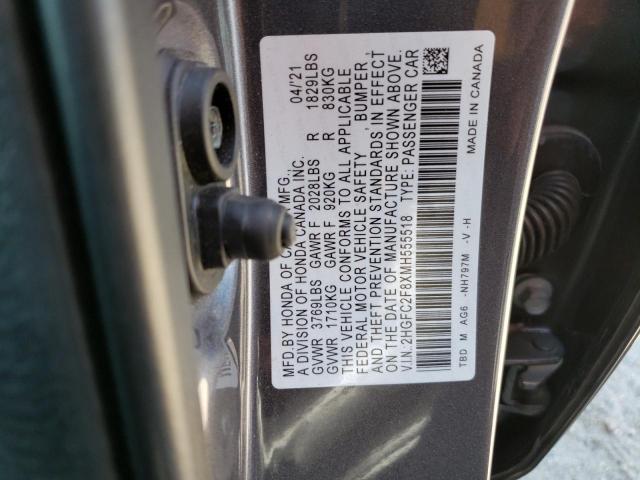 VIN 2HGFC2F8XMH555518 2021 Honda Civic, Sport no.12