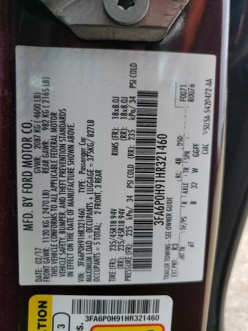 VIN 3FA6P0H91HR321460 2017 Ford Fusion, SE no.12