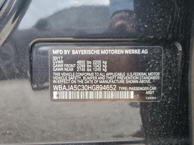 VIN WBAJA5C30HG894652 2017 BMW 5 Series, 530 I no.12