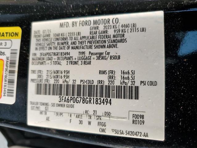 2016 FORD FUSION S - 3FA6P0G78GR183494