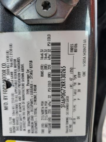 VIN 3FA6P0G72KR130265 2019 Ford Fusion, S no.12