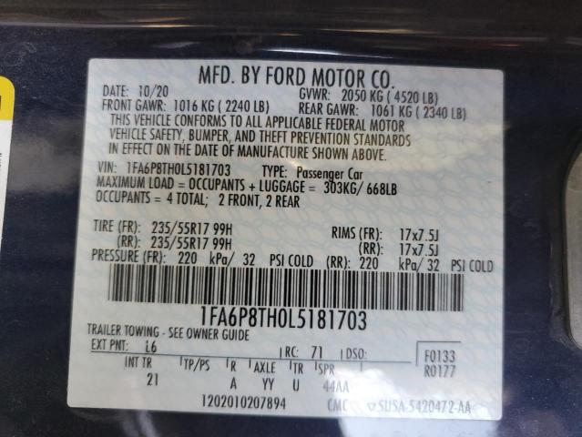 2020 FORD MUSTANG - 1FA6P8TH0L5181703