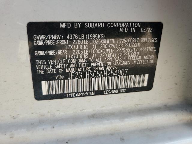 2022 SUBARU CROSSTREK - JF2GTHSC5NH254907